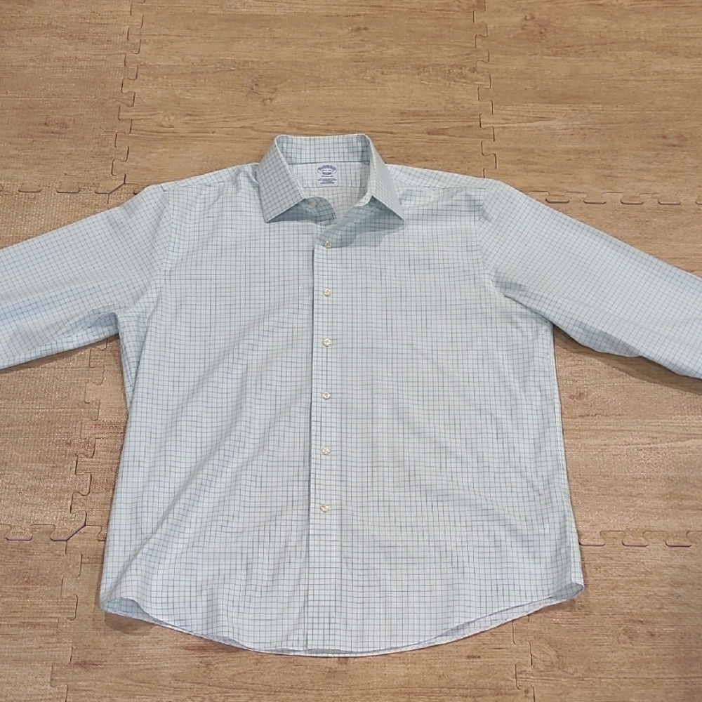 Brooks Brothers Light Green Plaid Dress Shirt